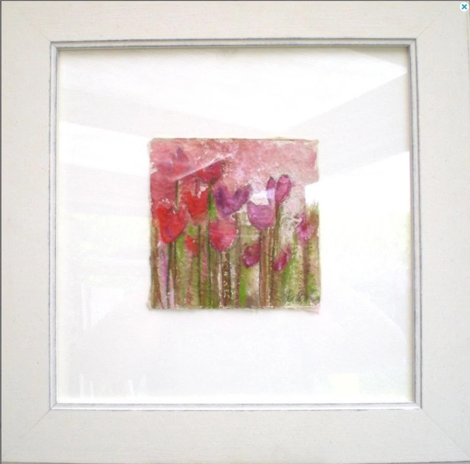 Lyrisch abstract gouache op Tibetaans papier – photo 6